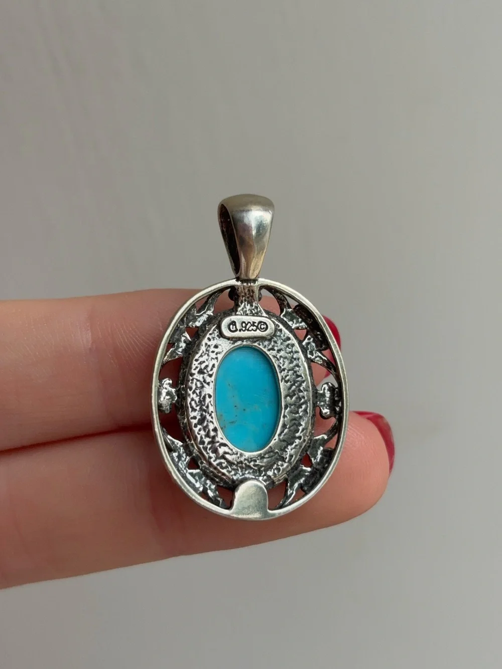 Carolyn Pollack Relios Sterling Silver Chunky Turquoise Southwestern Pendant - Picture 4 of 5